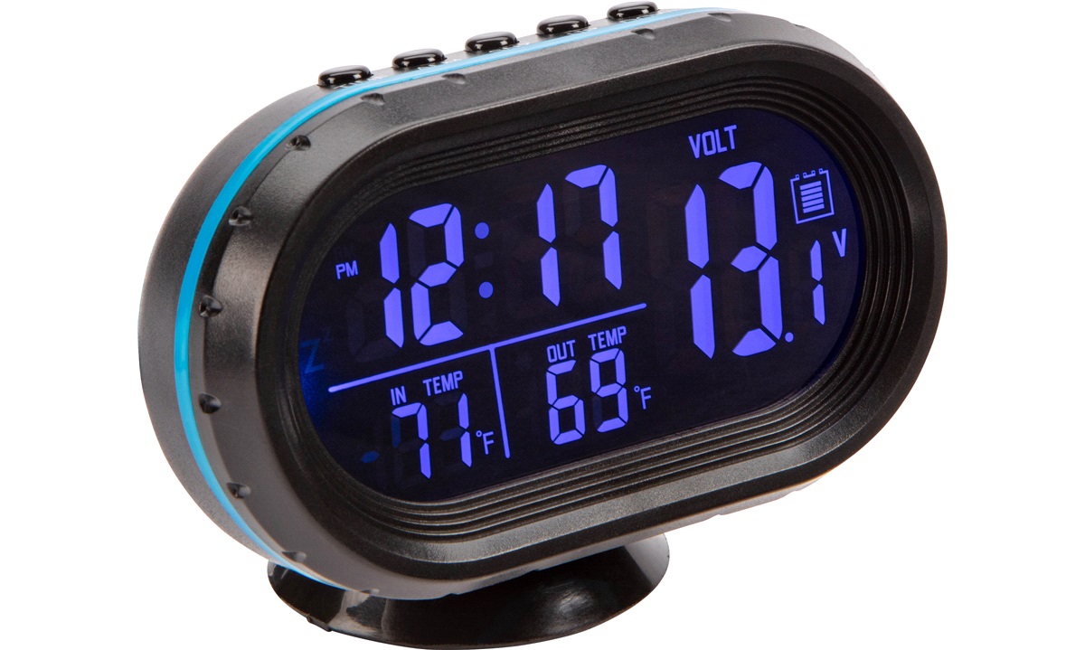 Digital inde/ude termometer voltmeter ur - Komfortudstyr - thansen.dk