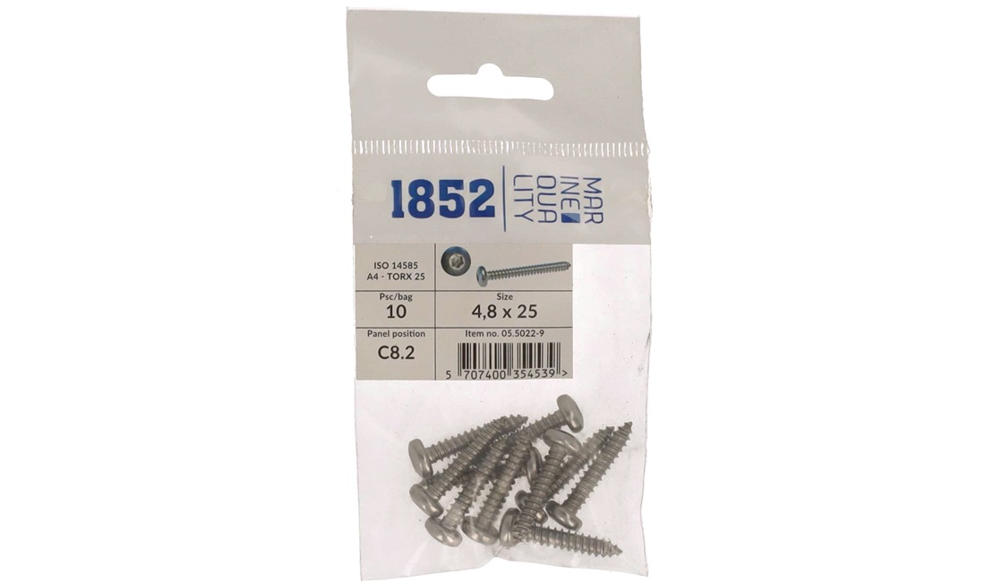  Skrue Panhode 4,8x25 a4 torx 10 stk