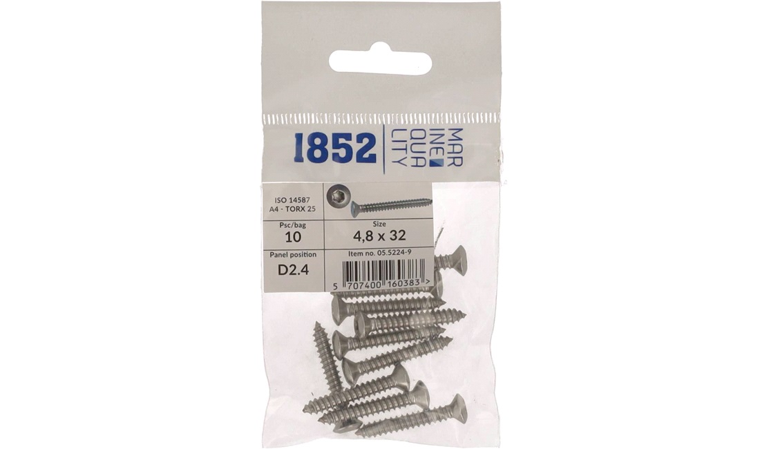  Skrue linsehode 4,8x32 a4 torx 10 stk