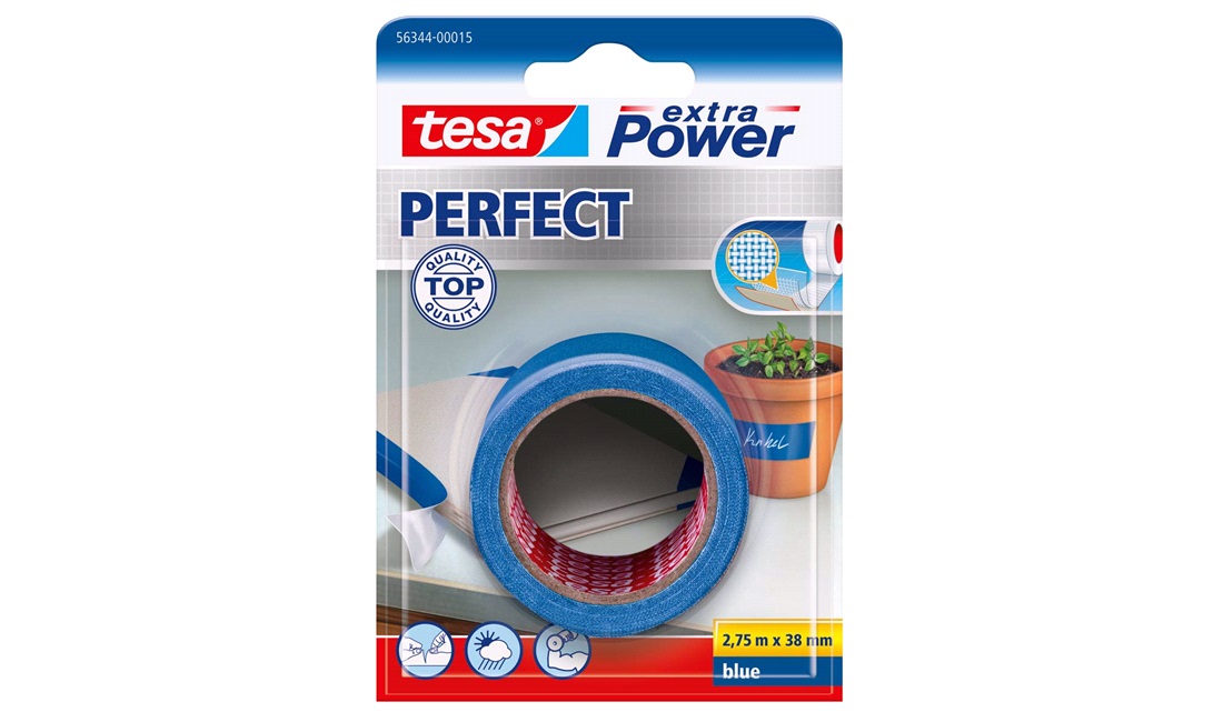  TESA Lærredstape, Extra Power Perfect, 38mm x 2,75mtr., blå