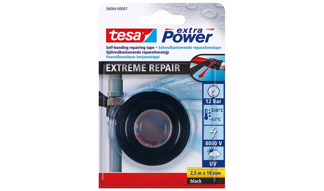  TESA, Extreme Repair Silikontejp Svart 19mm x 2,5m