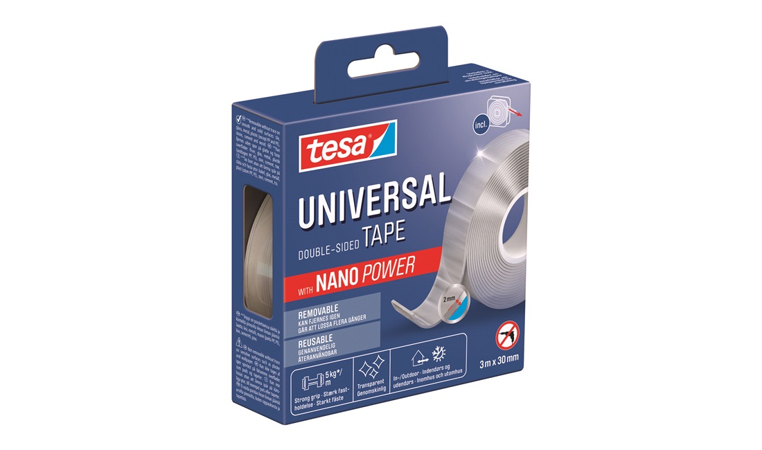  Dobbeltklæbende Nano tape 3mx30mm, Tesa