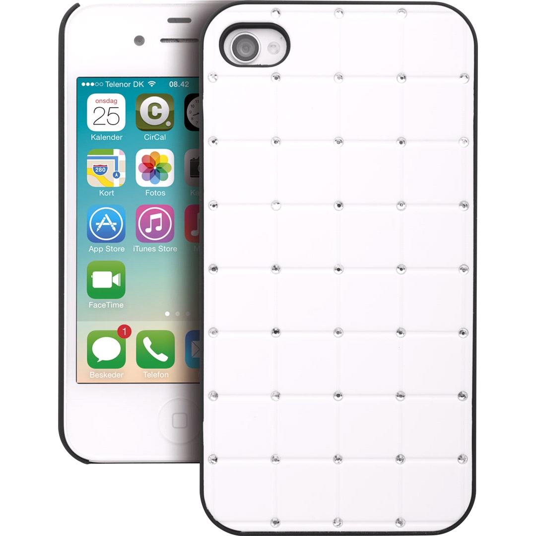 Mobiline Cover Hvit Med Rhinestone Iphone 4/4s