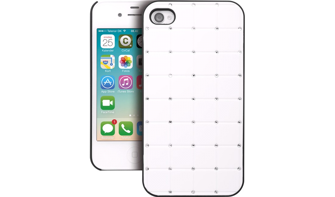  Cover hvid med rhinestone iPhone 4/4S