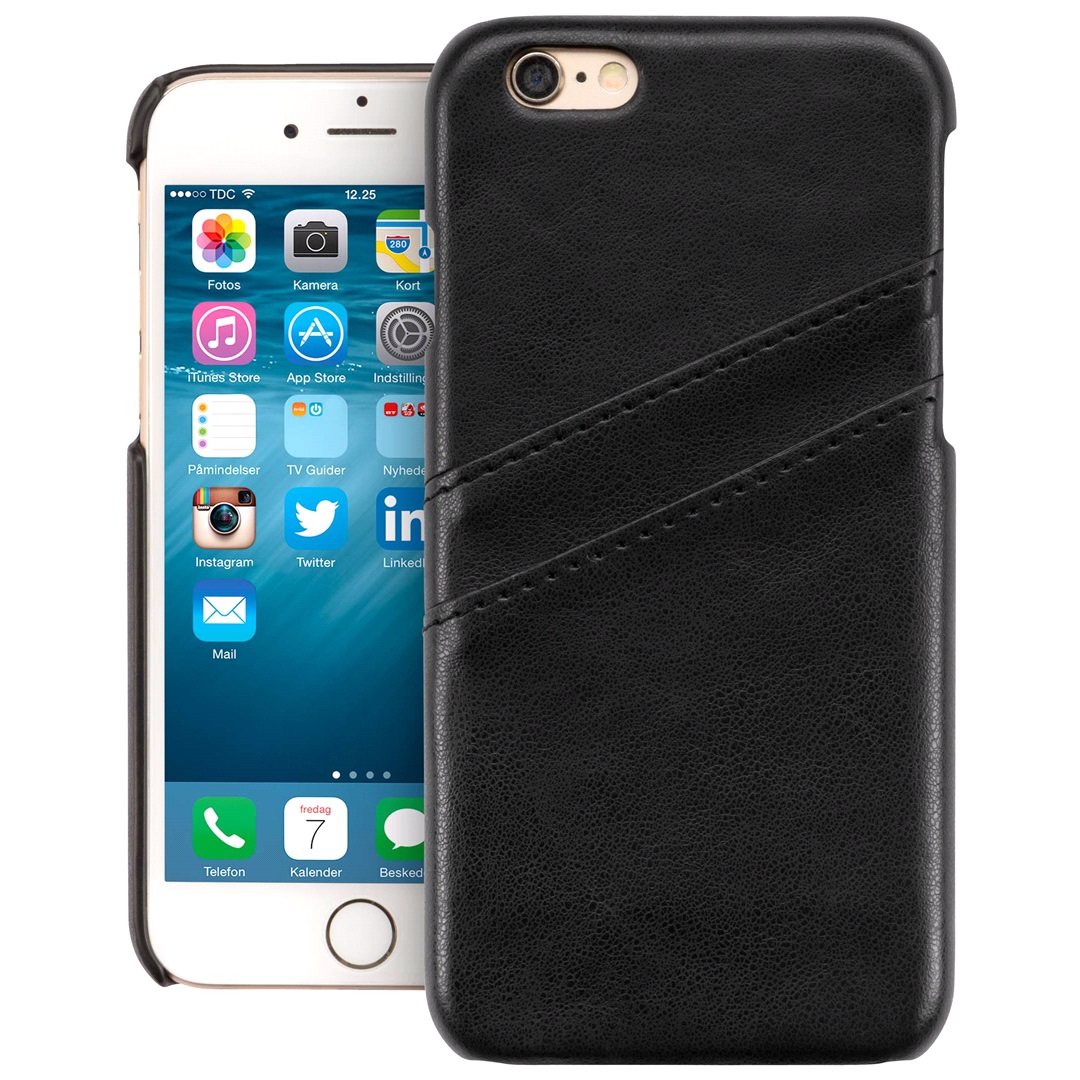 Mobiline Cover Leather Black Kredittkort Ip 6/6s