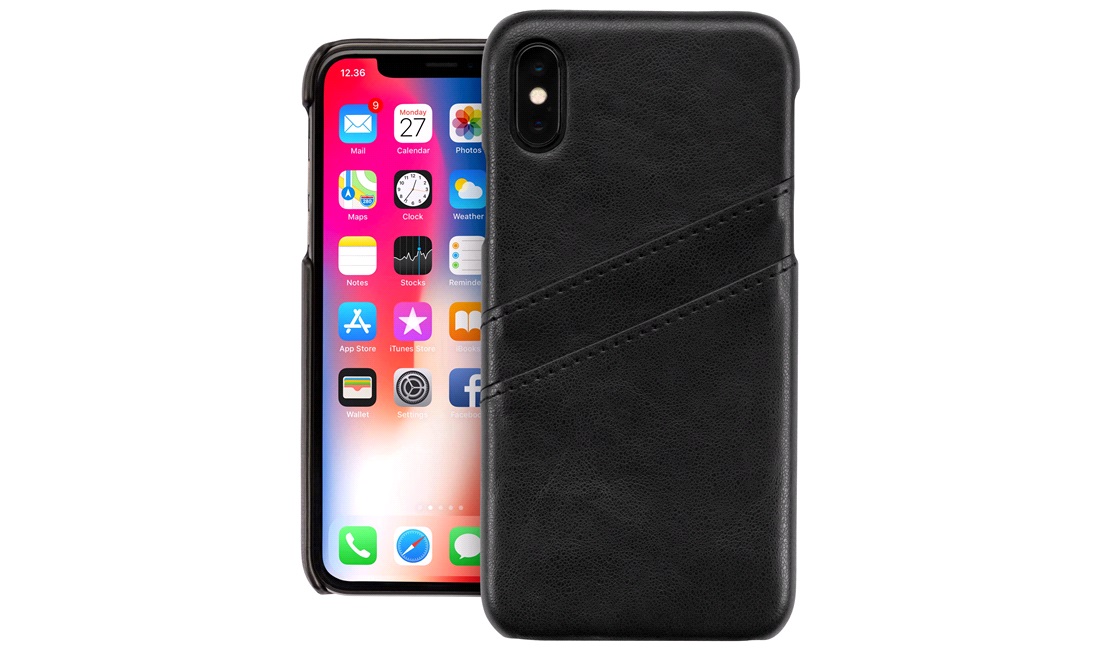  Cover leather black kredittkort iPhone X