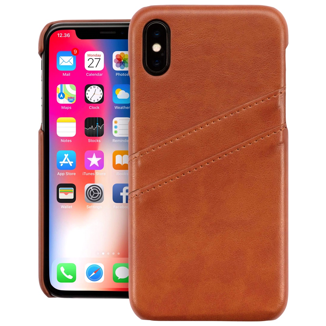 Mobiline Cover Leather Brown Kredittkort Ip X