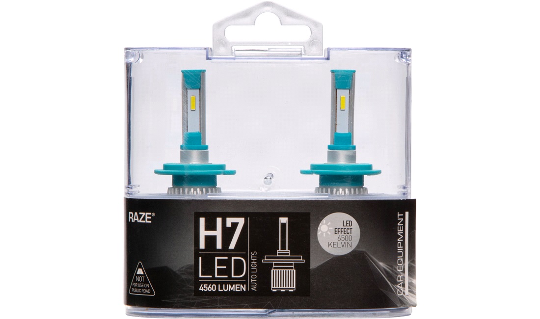 H7 LED, 6500k. 4560LM, RAZE, 2-Pack - Skoda Scala 1,0 - 2019