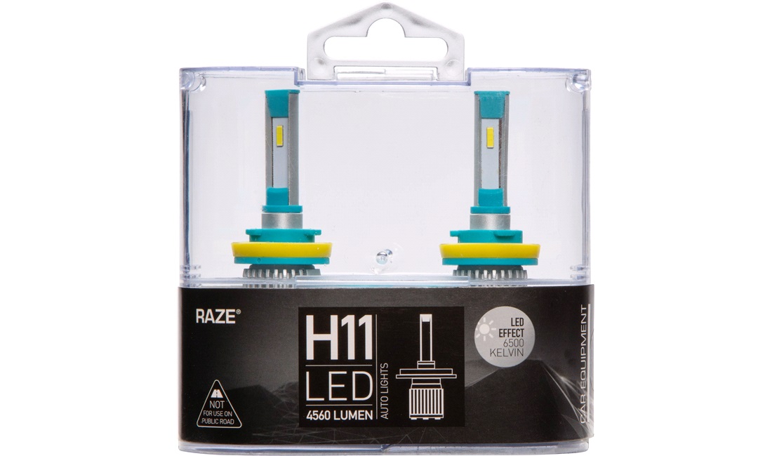  H11 LED, 6500k, 4560LM, RAZE, 2-Pack