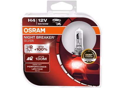 H4 Night Breaker Silver, OSRAM, 2-Pack