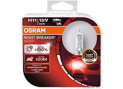 H11 Night Breaker Silver, OSRAM, 2-Pack