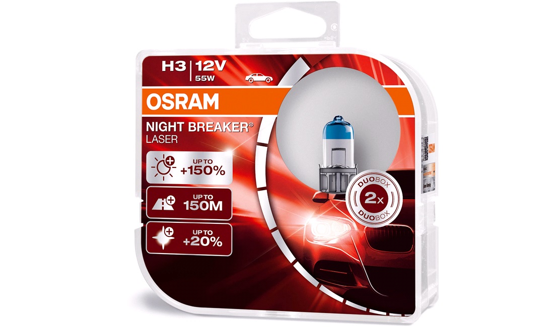  H3 Night Breaker Laser +150, OSRAM, 2-Pack