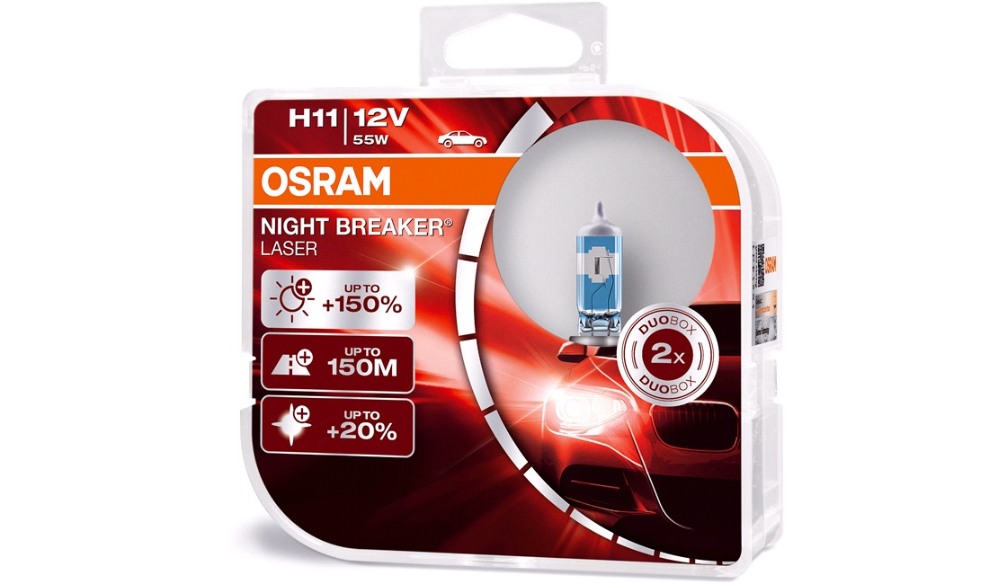  H11 Night Breaker Laser +150, OSRAM, 2-Pack