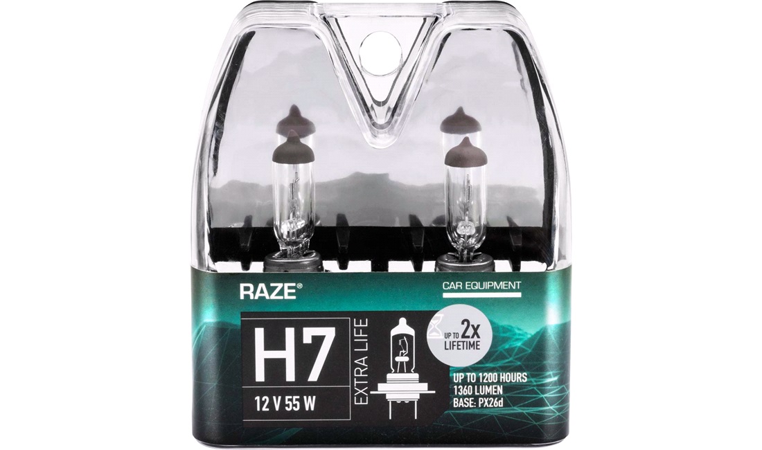  H7 Extra Life, 12V-55W, RAZE, 2-Pack