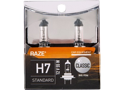 H7 Classic, 12V-55W, RAZE, 2-Pack