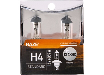 H4 Classic, 12V-60/55W, RAZE, 2-Pack
