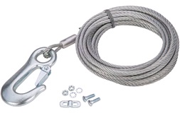 Trailer wire 5 mm med krog,7,5 m Rustfri