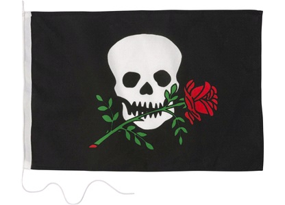 Humorflagg, Pirat med Rose, 30x45 cm