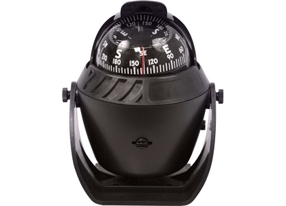 Kompas sort Ø70mm m/bøjle og 12V lys 