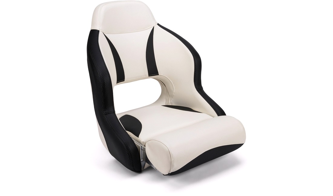  Sæde, Marinvent h52 deluxe sport flip up stol, hvid med carbon sort