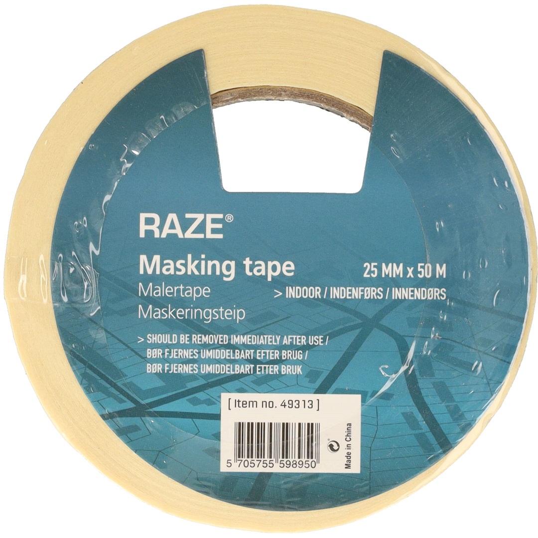 Malertape til afdækning 25mm x 50M