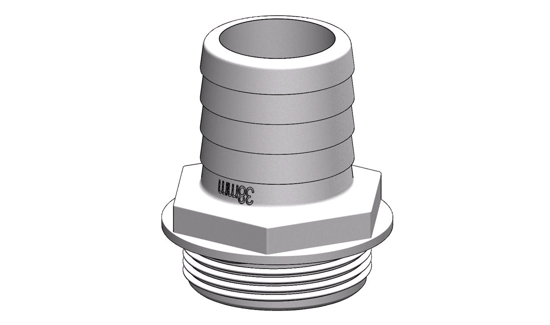  "Trudesign Slangestuds 1 1/2"" 38mm hvid, til y-ventil"