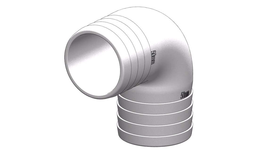  Trudesign Vinkelstykke 90° 50mm hvid