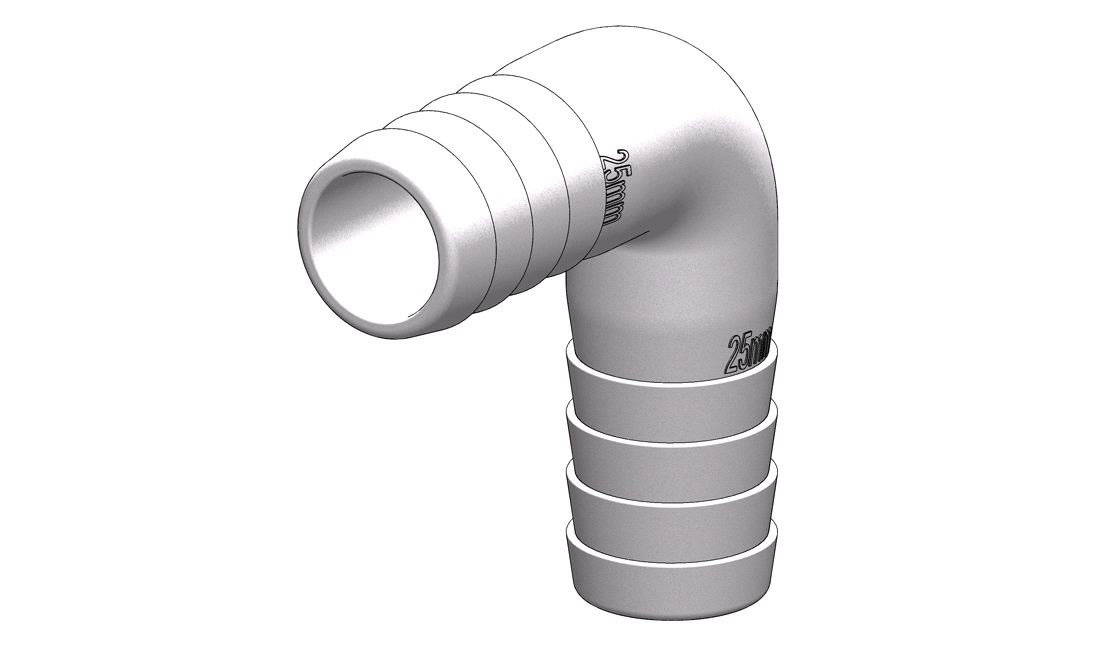  Trudesign Vinkelstykke 90° 25mm hvid