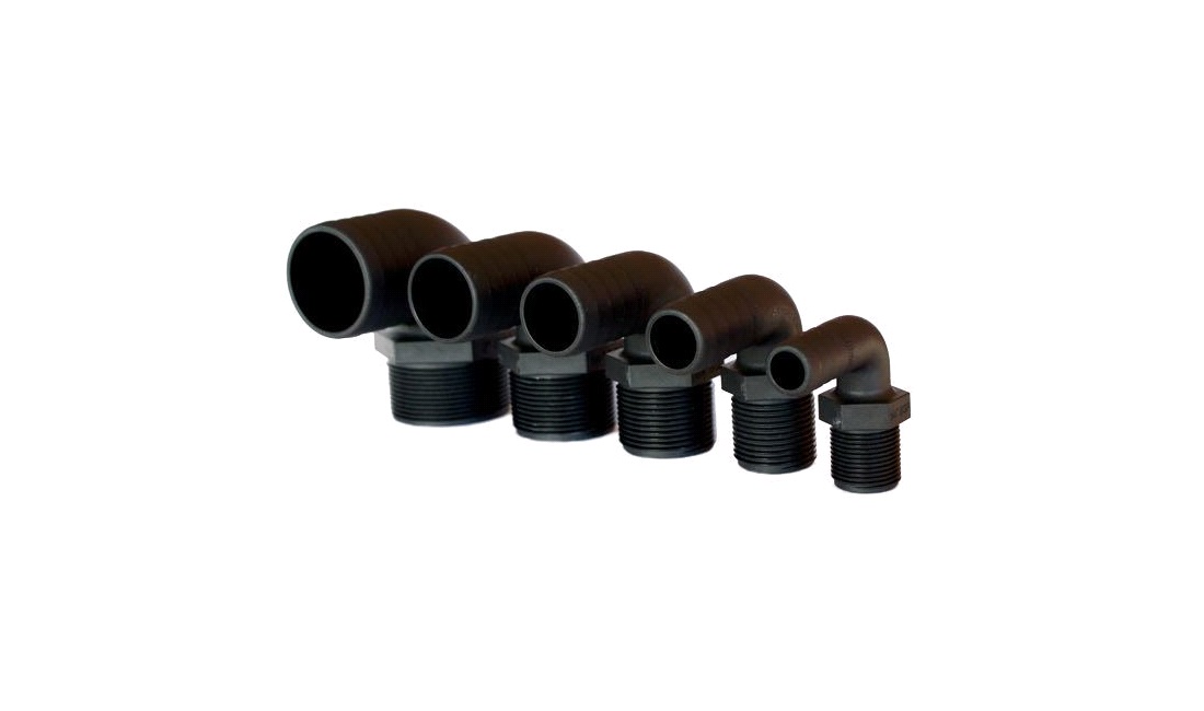  "Trudesign Slangestuds 90° komposit sort 1 1/4"" 32mm"
