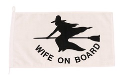 Humørflag "Wife on board", 30x45 cm