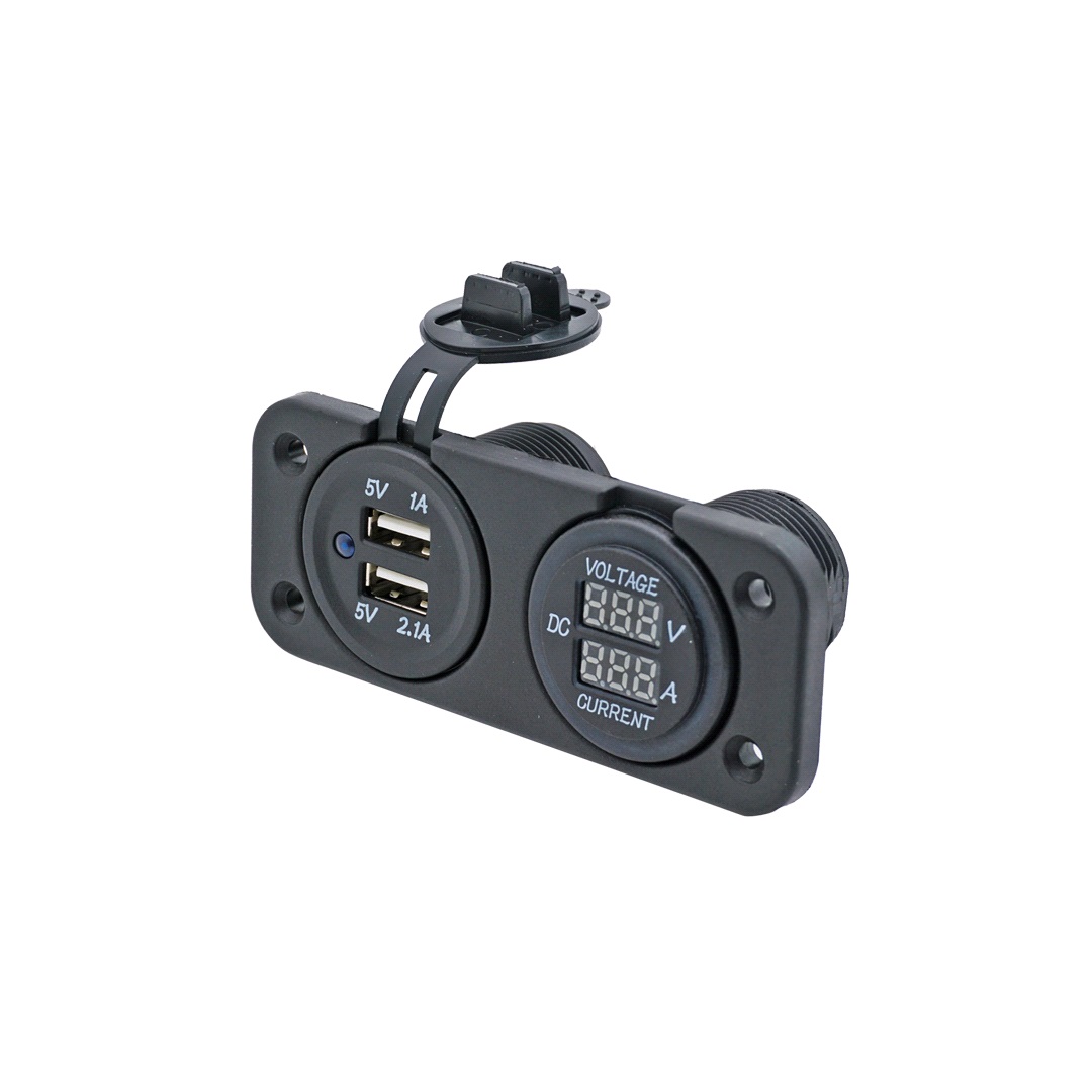1852 1852 panel dubbla USB-uttag och amperem