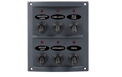 Strømpanel d-lux 6 kontakter med lys