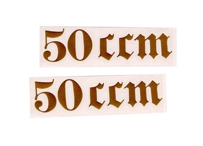 Gotisk skrift "50 ccm" (2.stk) guld