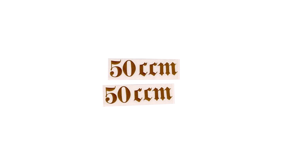  Gotisk skrift "50 ccm" (2.stk) guld