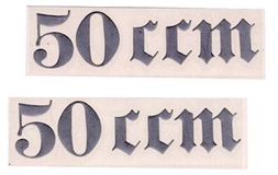Gotisk skrift, "50 CCM",silver, 2st