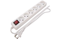 Stikdåse 6 udtag m/afb. 1,5 m kabel