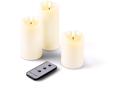 LED bloklys med timer, 3-pak