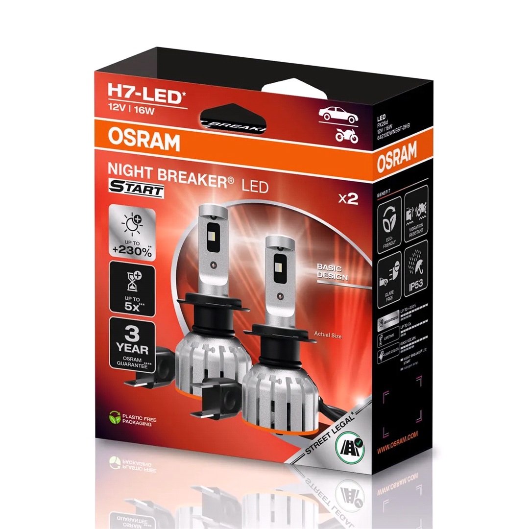 Osram Pæresett H7 Night Breaker Led Start - Os