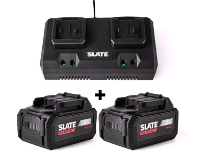 SLATE Dobbellader + 2 x 4 Ah batterier