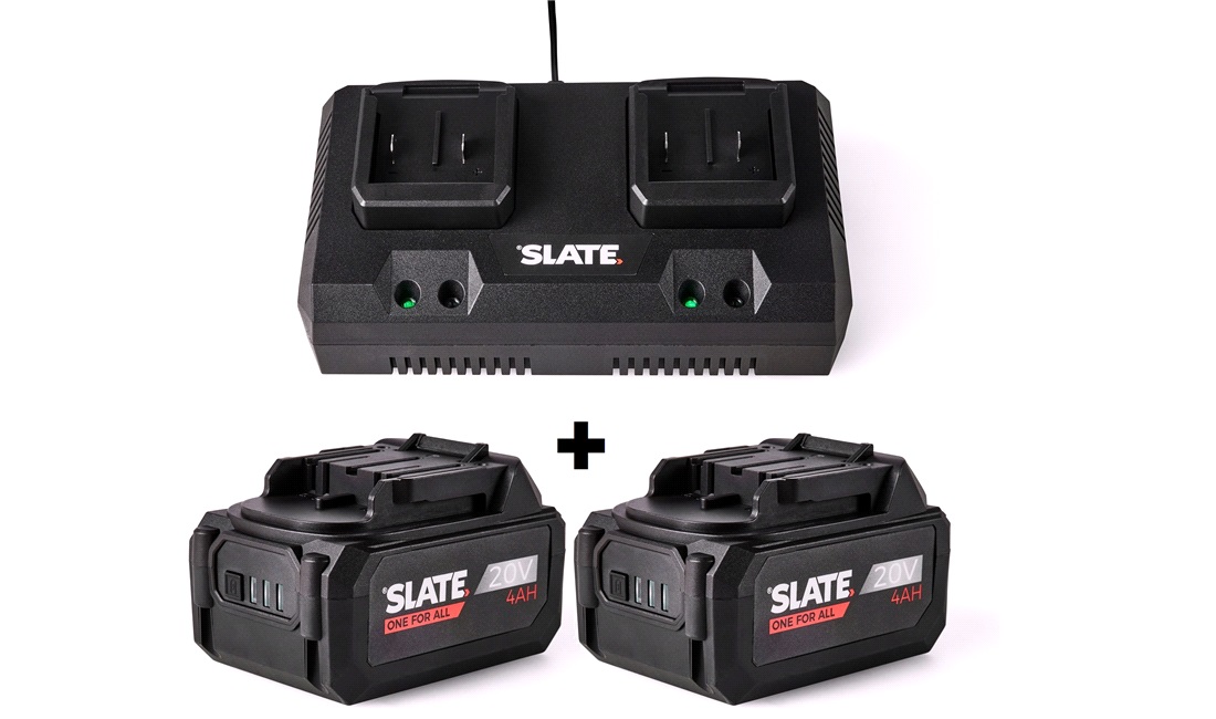  SLATE Dobbellader + 2 x 4 Ah batterier
