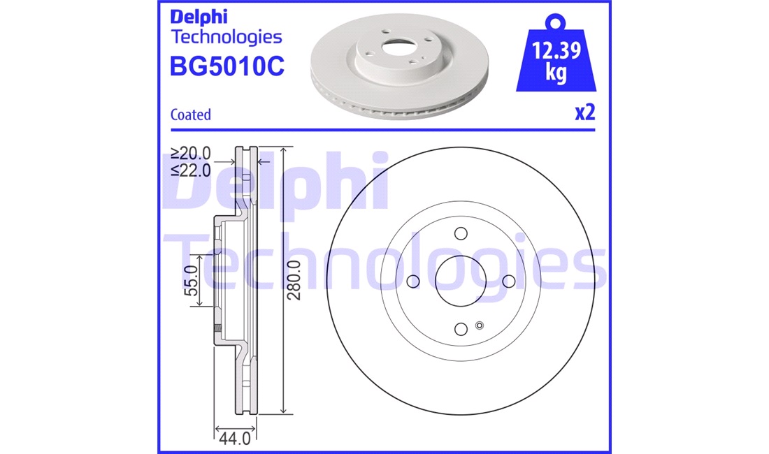  Bremseskive 280 x 22 mm