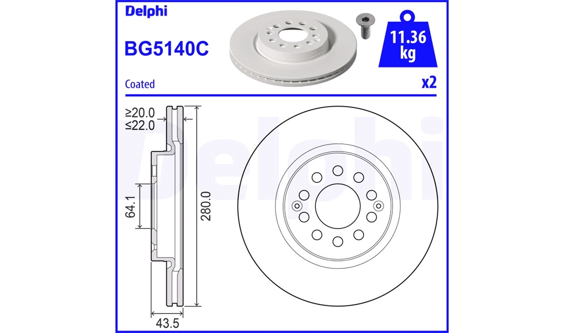  Bremseskive 280 x 22 mm
