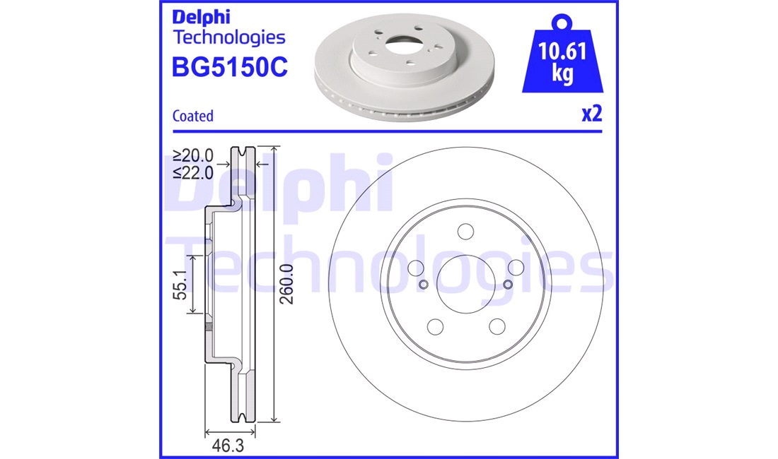  Bremseskive 260 x 22 mm