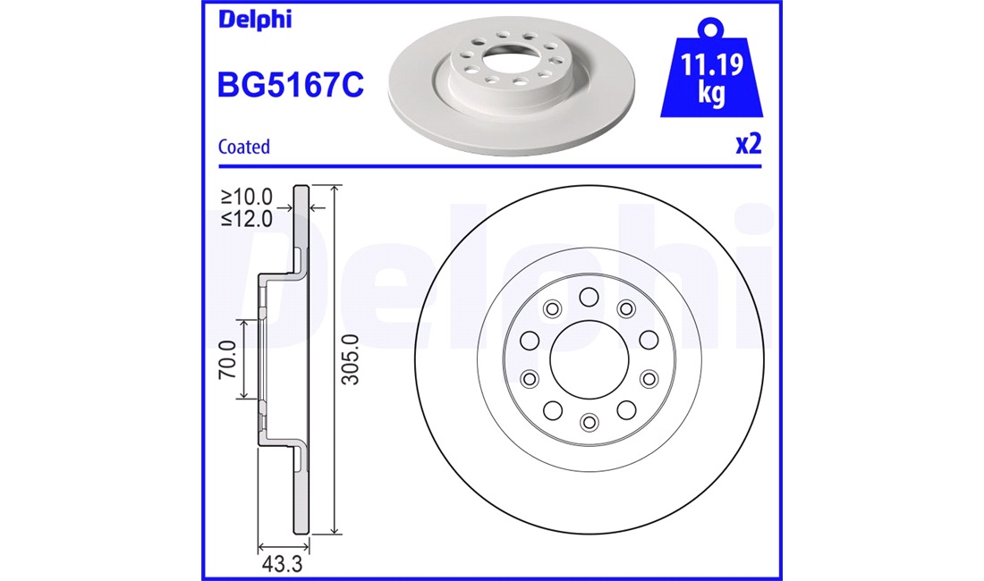  Bremseskive 305 x 12 mm