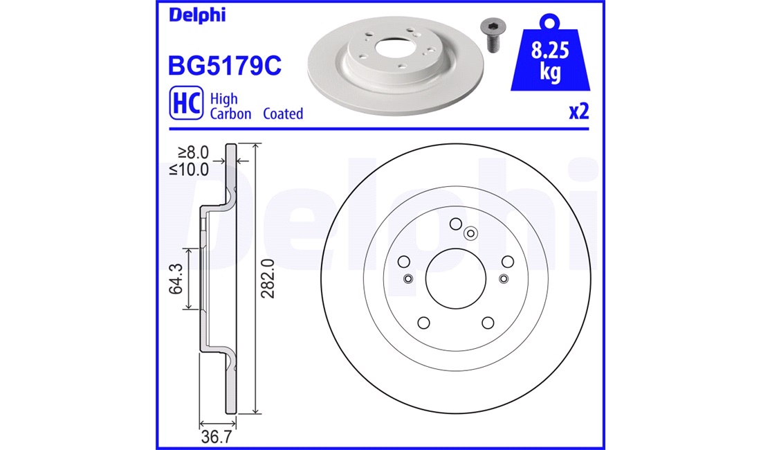  Bremseskive 282 x 10 mm