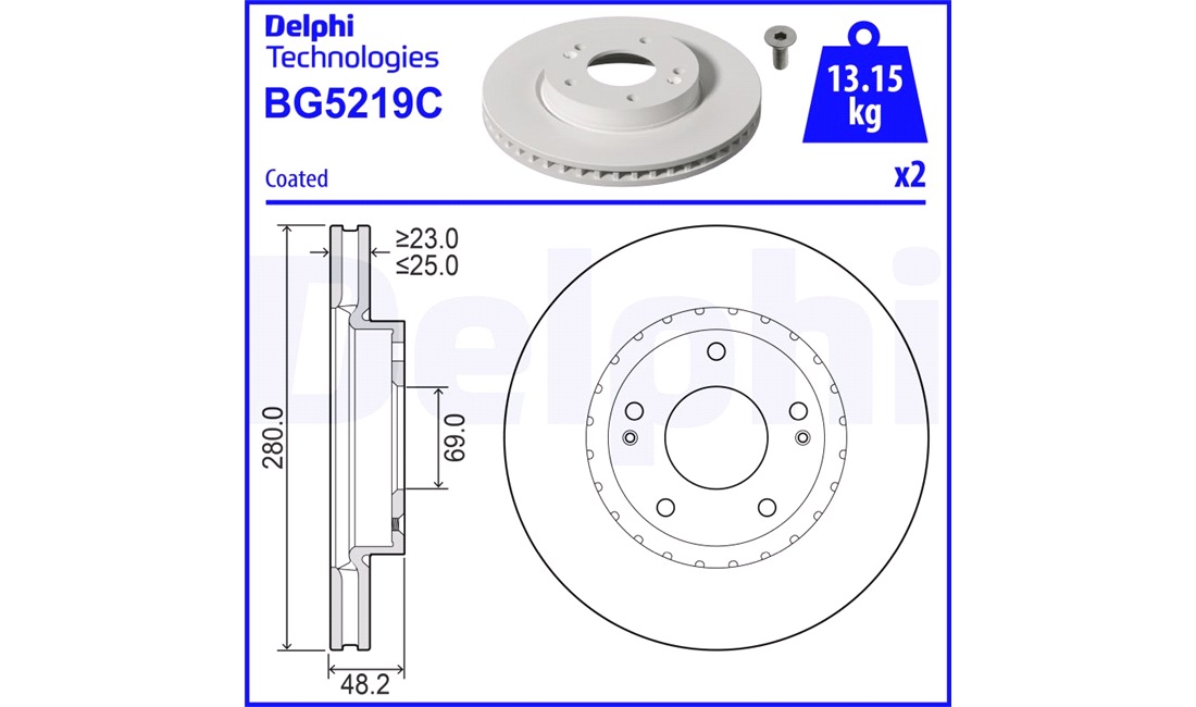  Bremseskive 280 x 25 mm