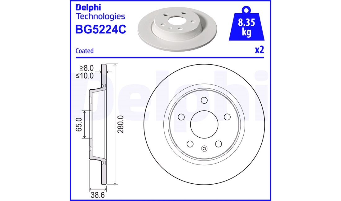  Bremseskive 280 x 10 mm