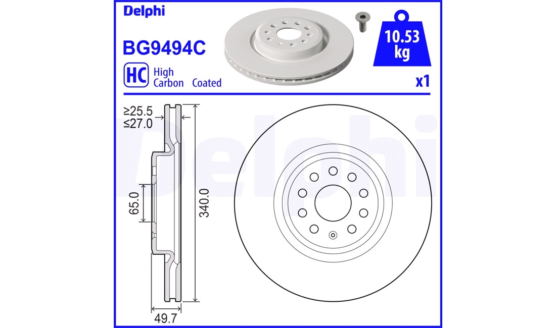  340 x 27 mm