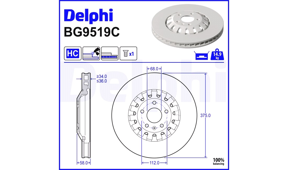  Bremseskive 375 x 36 mm
