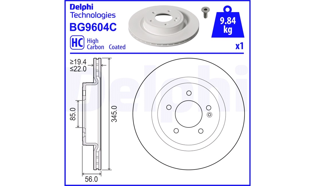  Bremseskive 345 x 22 mm